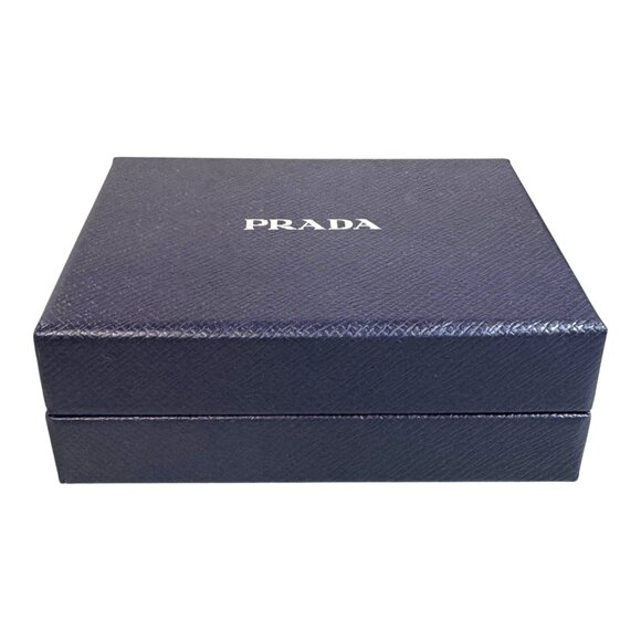 Prada Saffiano Leather Blue Gift Box EMPTY 5.5x4.5 Wallet Jewelry Authentic - Picture 1 of 10